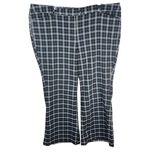 Lane‎ Bryant Plaid Flare Pants Black White Plus Size 22 Career Casual Trousers
